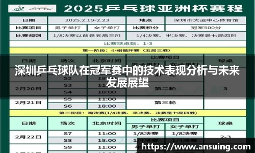 深圳乒乓球队在冠军赛中的技术表现分析与未来发展展望